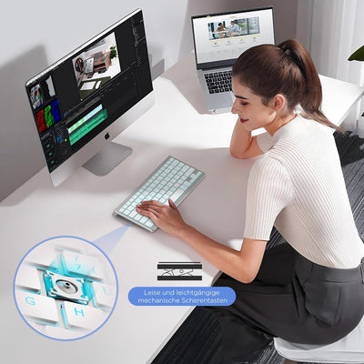 CACOE Deutsche Bluetooth Tastatur kompatibel mit IOS, Android Tablet, Windows, Samsung Tablet, Lenov