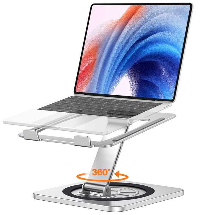 EOIWUY Laptop Ständer mit 360° Drehteller, Verstellbar Laptop Stand, Ergonomischer, Belüfteter, Falt