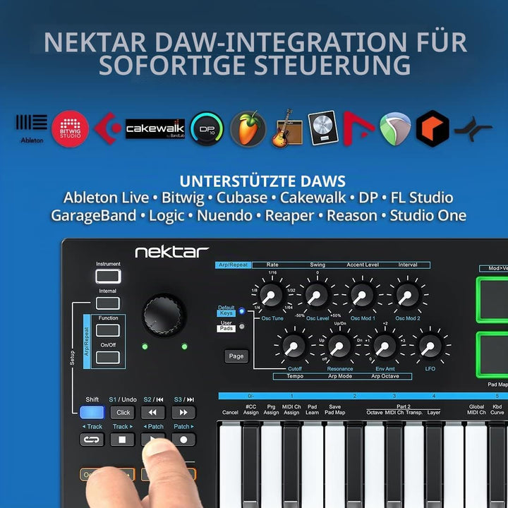 Nektar Impact LX Mini | USB MIDI Controller Keyboard with Nektar DAW Integration, Black