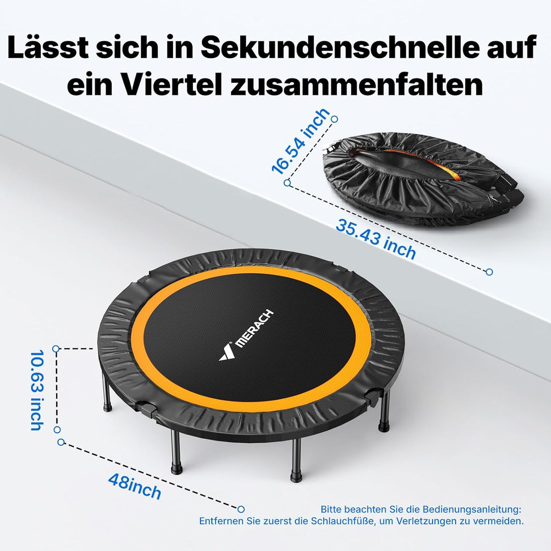 MERACH Mini Trampolin - 102cm/122cm Fitness Trampolin Faltbar, Maximale Belastung 150 KG, Trampoline