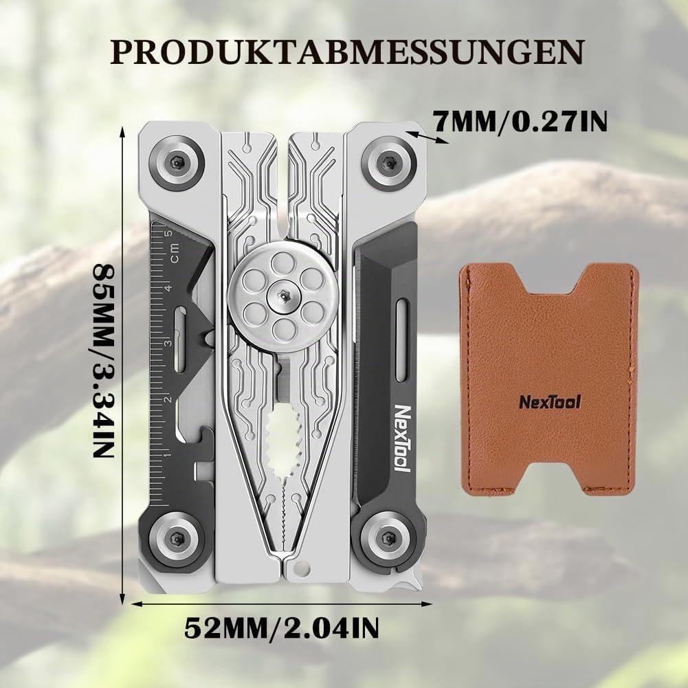 20 in 1 Faltbares Multitool Kreditkarte Edelstahl Werkzeugkarte mit Zange,Messer,Flaschenöffner Komp