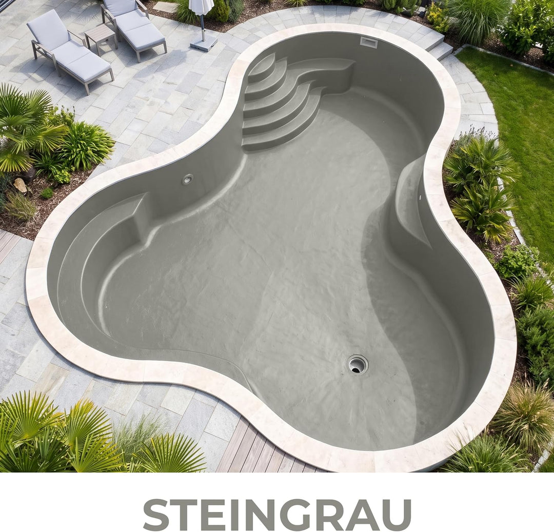 Fonteino 2K Schwimmbadfarbe Poolfarbe Betonbecken Schwimmbeckenfarbe Steingrau - 5Kg 5 kg (1er Pack)