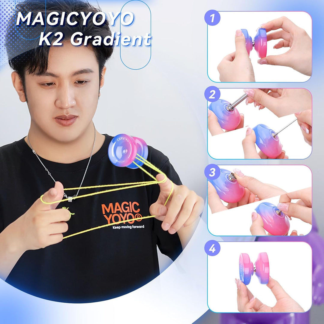 MAGICYOYO JoJo für Kinder Anfänger, Responsive Yoyo K2 Blau Rosa Gradient, Trick Yoyo Professional J