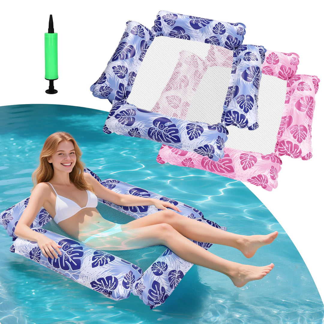 2 Stück 4-in-1-Wasserhängematte,Aufblasbare Pool-Schwimmsitze,Aufblasbares Schwimmbett, Poolzubehör,