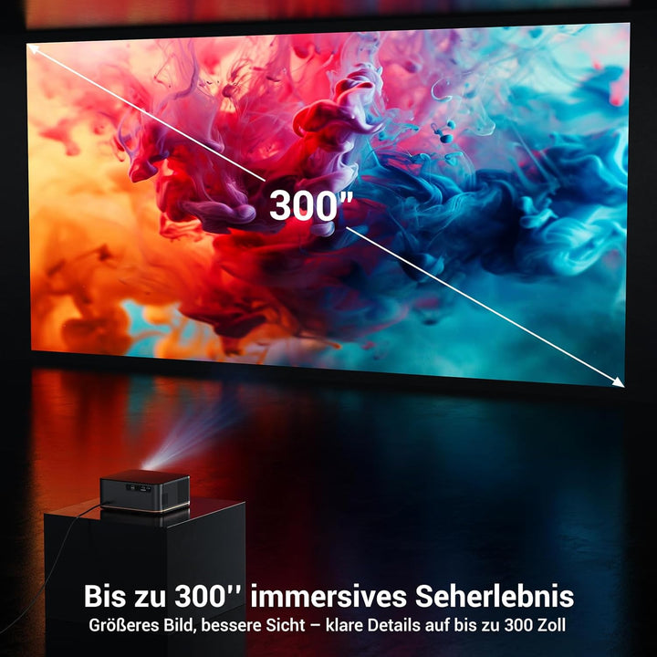 Tageslicht Beamer 4K [1500ANSI/KI-Autofokus/Trapezkorrektur] 38000 Lumen Full HD Beamer mit WiFi 6 B