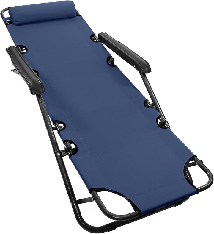 Nexos klappbare Sonnenliege Relaxliege Liegestuhl Klappliege Stahl (Blau), Blau