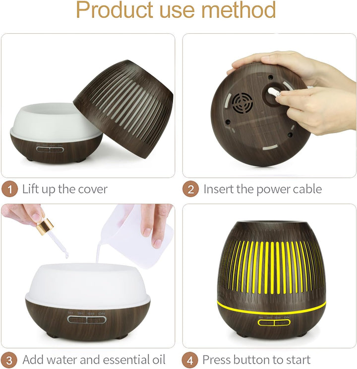 Luftbefeuchter Aroma Diffuser für Duftöle | Fernbedienung + Zeitschaltuhr | 400ml | Duftlampe Aromat