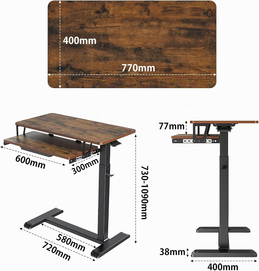 Fydeamer 68 × 50cm Beistelltisch mit Tastaturablage, Sofa-Seite mit Rollen Höhenverstellba Computert