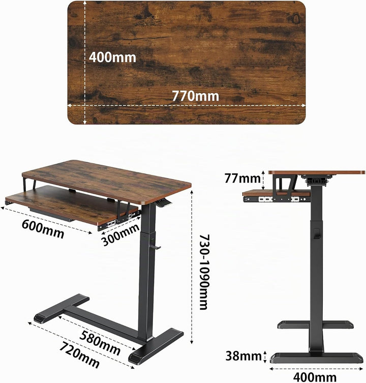 Fydeamer 68 × 50cm Beistelltisch mit Tastaturablage, Sofa-Seite mit Rollen Höhenverstellba Computert