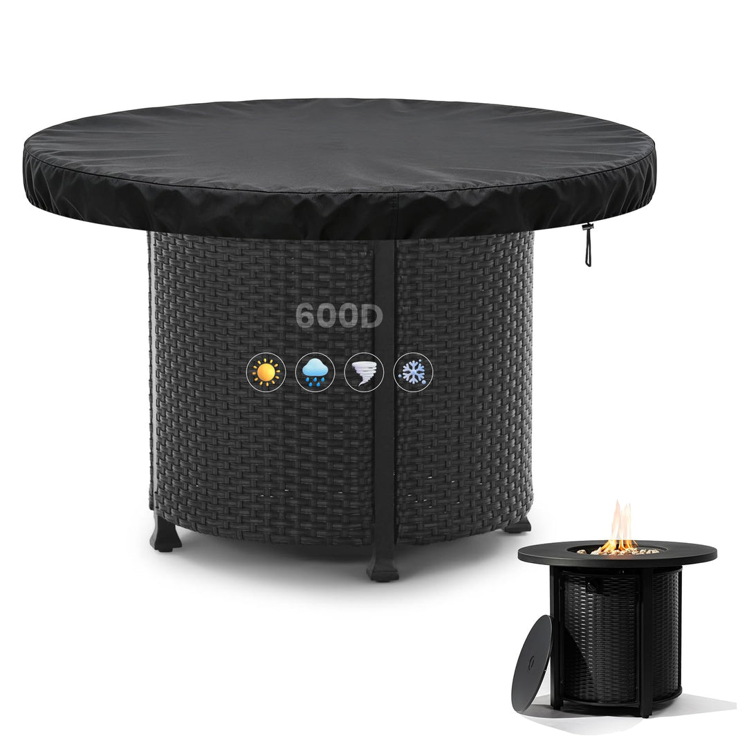 Feuerplatte Abdeckung, 600D Oxford PVC für ø100cm Feuerplatte mit Kordelzug, Rund Grillplatte Feuert
