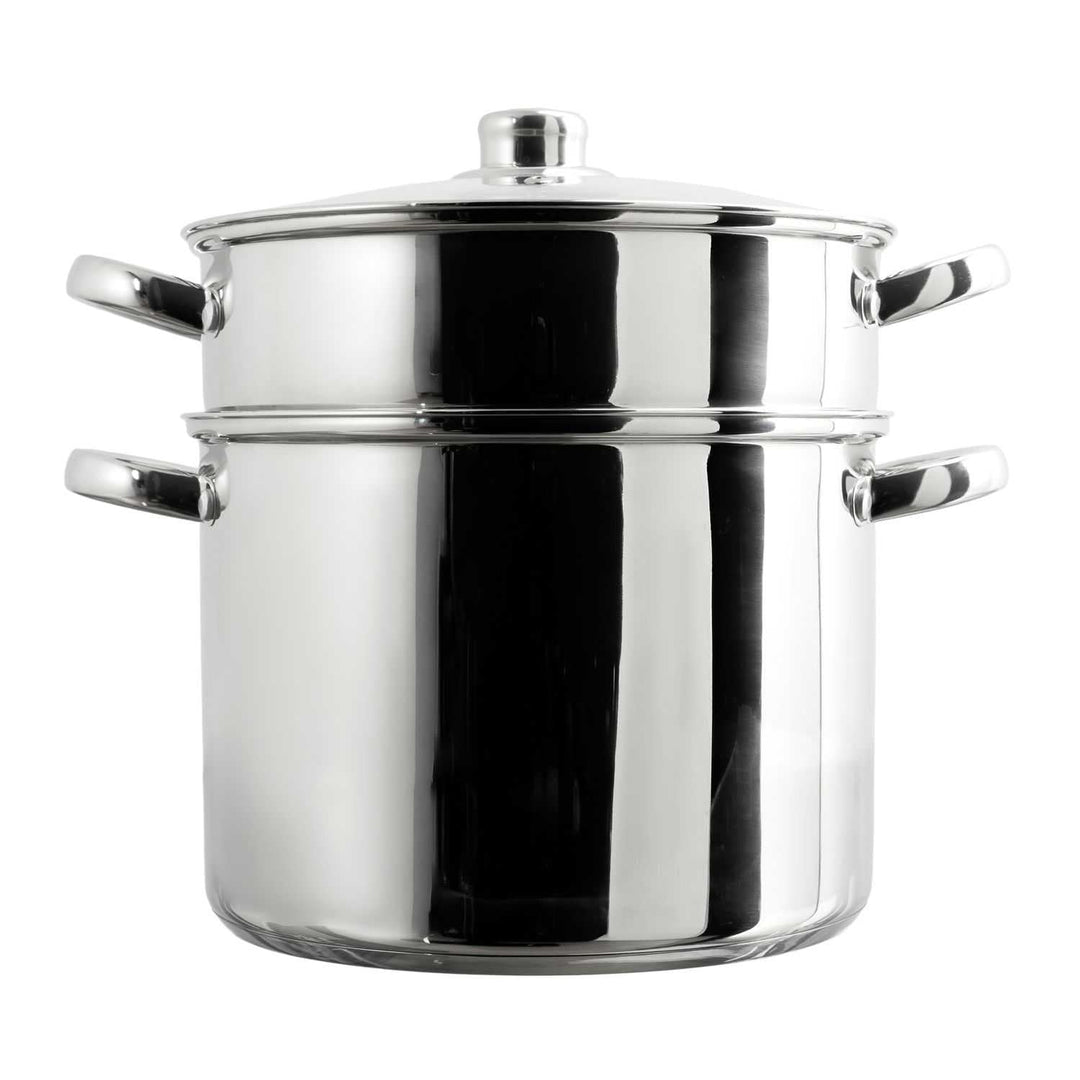 COOK CONCEPT, KC0006, Metal Couscous Maker with Glass lid, 8L Capacity, Compatible with All Heat Sou