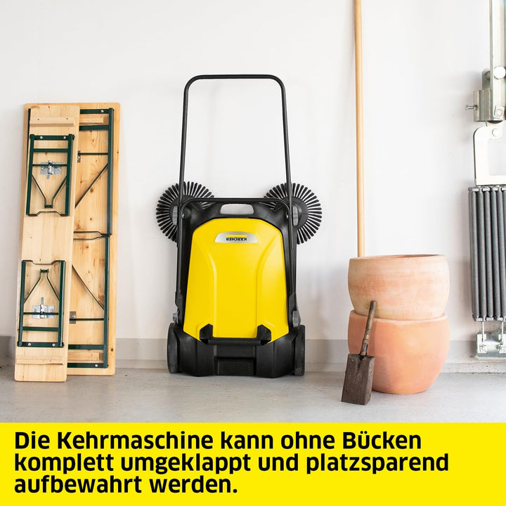 Kärcher Kehrmaschine S 4 Twin 2-in-1, gelb/schwarz, (Max. Flächenleistung: 2400m²/h, 2 Seitenbesen,