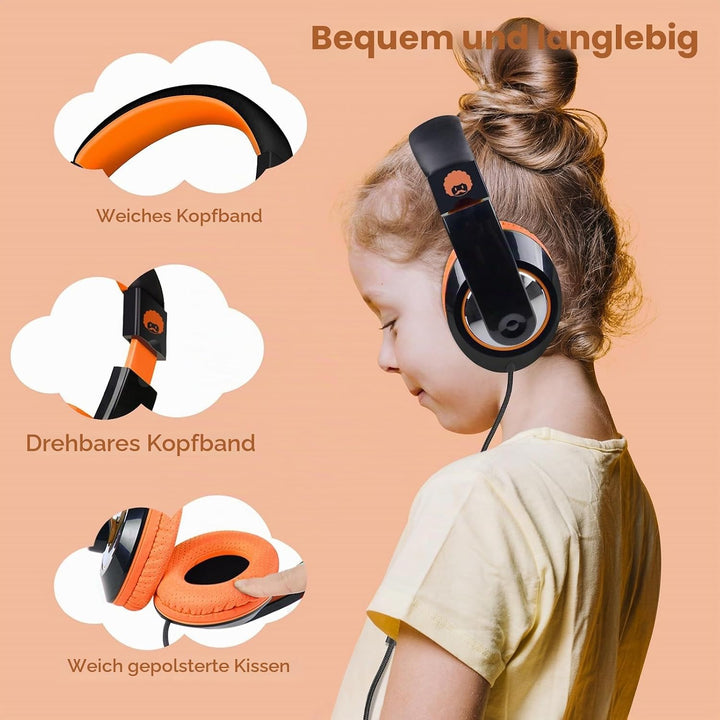 RockPapa Comfort+ Kinder Kopfhörer für Schule Jungen, Kopfhörer Kinder mit Kabel, Faltbar, 3,5 mm Ja