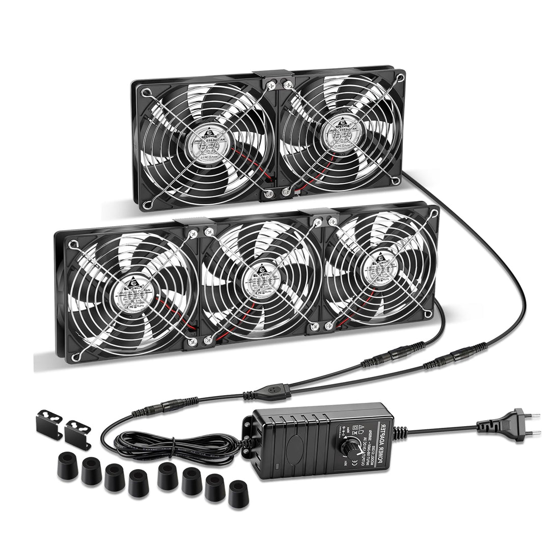 GDSTIME 5 x 120mm Lüfter 230V PC Ventilator 220V Gehäuselüfter 3000 U/min mit Netzstecker 4V -12V Ge