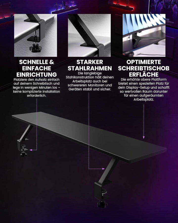 Arozzi Arena Desk Riser Large (Black) Schwarz Large Desk Riser, Schwarz Large Desk Riser