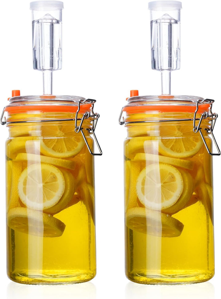 1L Fermentierglas Set mit Gäraufsatz & Gewicht – Fermentationsglas für Sauerkraut, Kimchi, Kombucha,