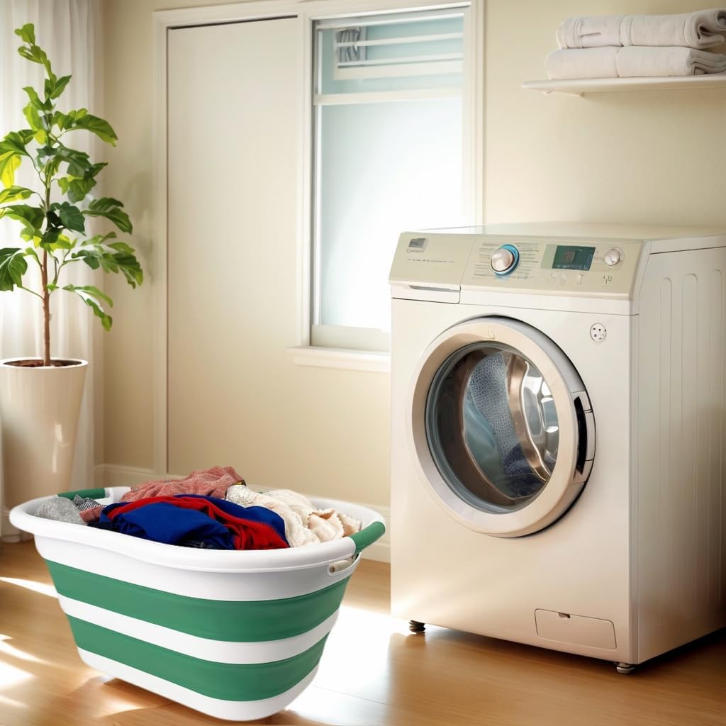 SAMMART 40L Set of 2 Collapsible Plastic Laundry Hamper - Foldable Pop Up Storage Container/Organize