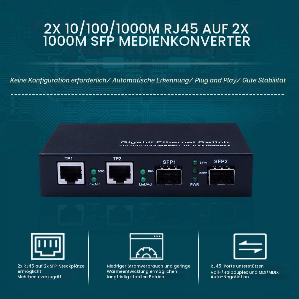 4-Port Gigabit Ethernet Fiber Switch, with Two SFP Slots (1000M), Without Transceiver 2+2(SFP) 1.25G