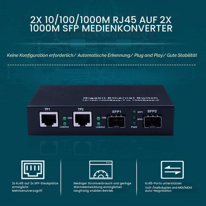 4-Port Gigabit Ethernet Fiber Switch, with Two SFP Slots (1000M), Without Transceiver 2+2(SFP) 1.25G