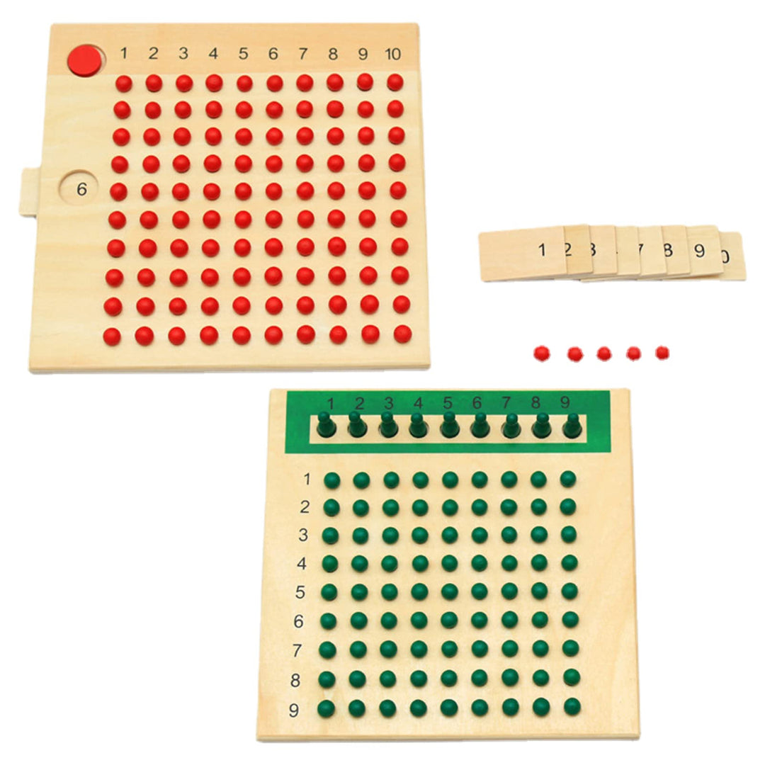 Qikam Mathe-Multiplikationsbrett, Multiplikations- und Divisionsbrett aus echtem Holzmaterial, Mathe