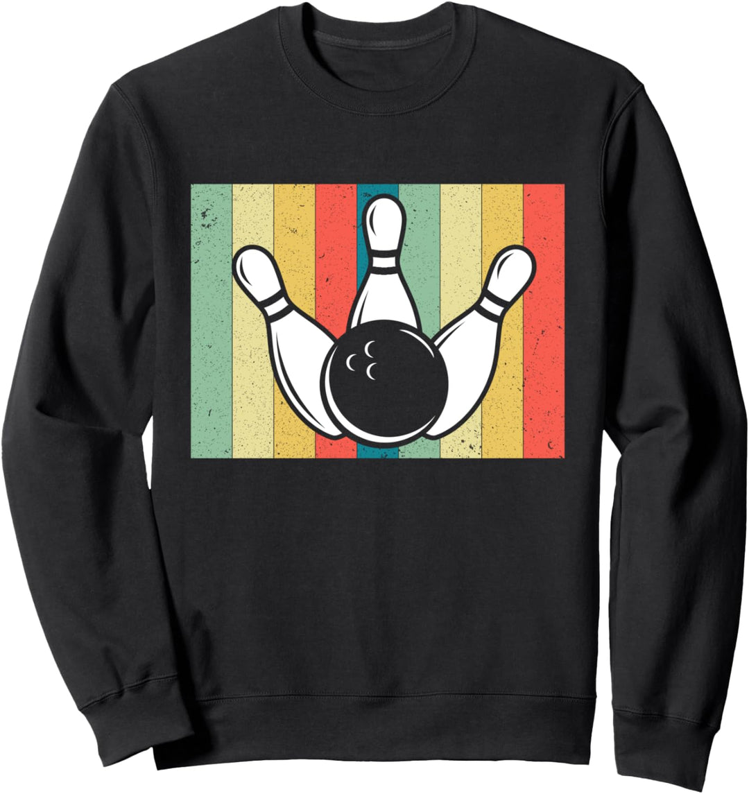 Vintage Bowling Bowler Pin Sunset Stripes Retro Bowling Team Sweatshirt
