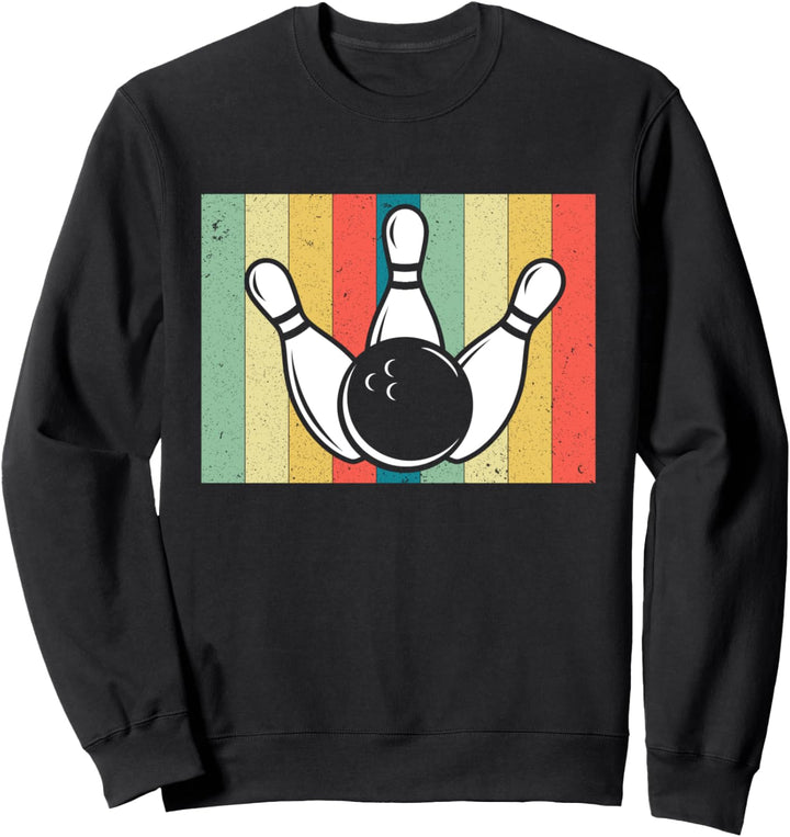 Vintage Bowling Bowler Pin Sunset Stripes Retro Bowling Team Sweatshirt