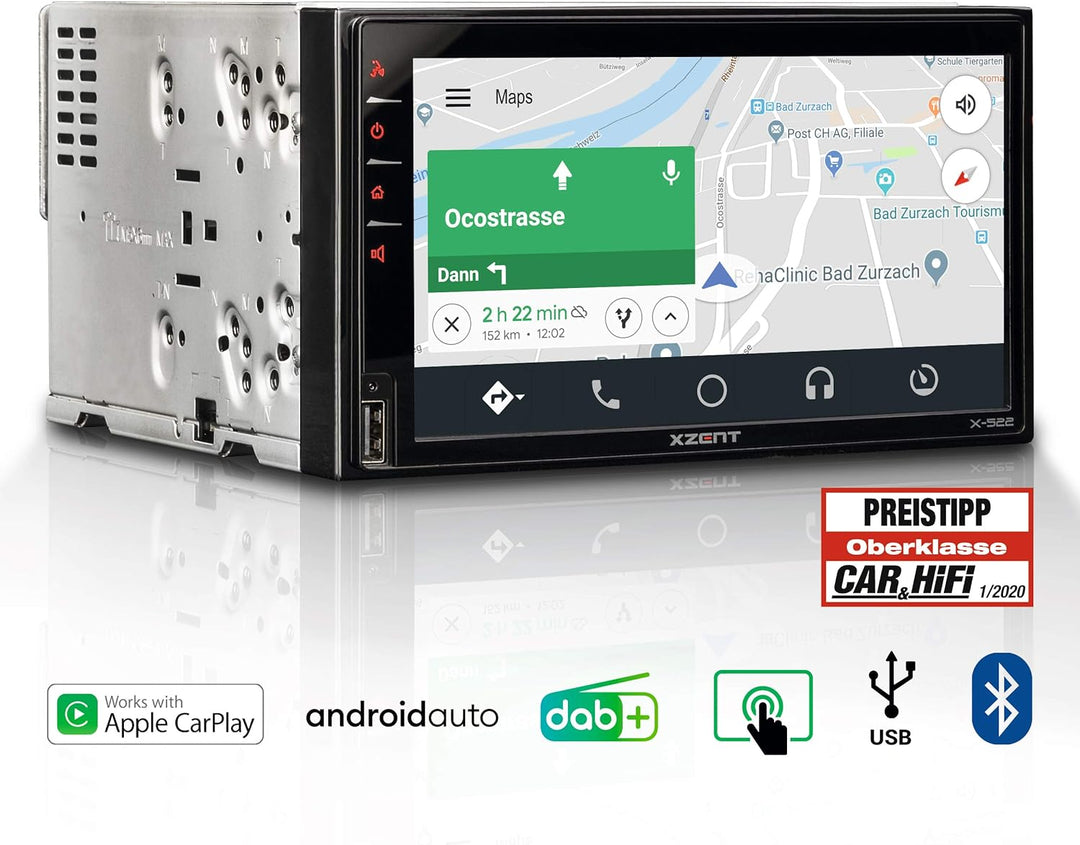 Xzent X-522: Infotainer, 2 Din Mediencenter, Multimediasystem mit 17,1 cm / 6,75“ Touchscreen, DAB+,