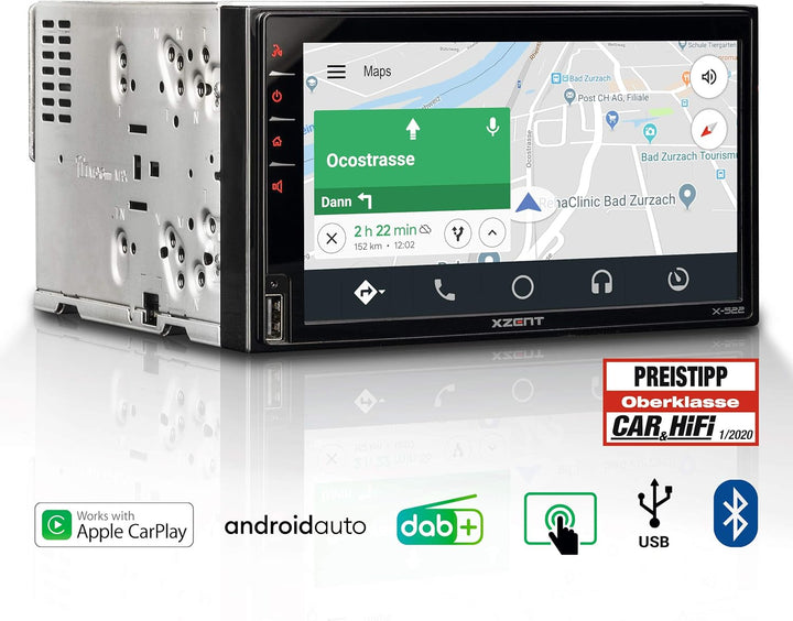 Xzent X-522: Infotainer, 2 Din Mediencenter, Multimediasystem mit 17,1 cm / 6,75“ Touchscreen, DAB+,