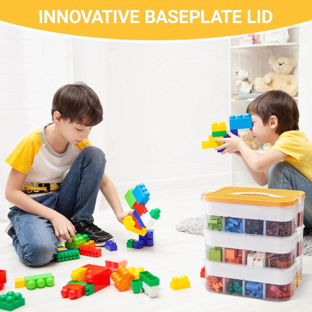 Aufbewahrungsbox Bausteine Aufbewahrungsbox mit Deckel,Kunststoff Sortierboxen Spielzeug Transparent