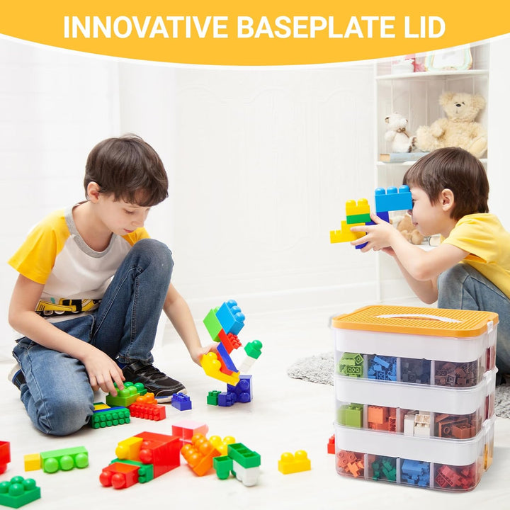 Aufbewahrungsbox Bausteine Aufbewahrungsbox mit Deckel,Kunststoff Sortierboxen Spielzeug Transparent