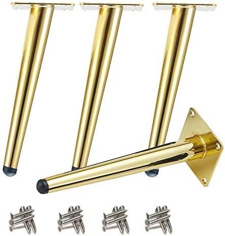 Drenky 4 Stück Schräge Tischbeine, Metallschrankbeine, Kegel Möbelbeine, 201 Edelstahl, Golden, 40 c