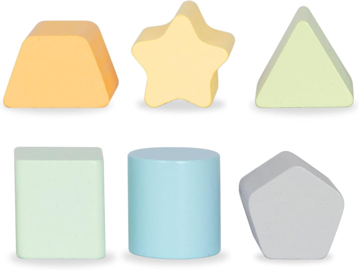 Mamabrum Holzläufer für Kinder, 2in1 Puder, Motorikwürfel, Frühkindspielzeug: Reiter, Sorter, Labyri