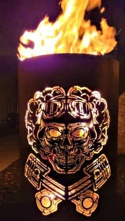 TiKo-Design® Feuertonne Feuerkorb mit Motiv – Lagerfeuertonne mit Motiv Skull – Verleihen Sie Ihrem