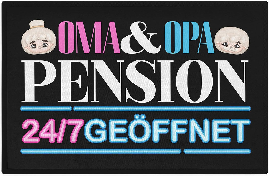 Trendation - Oma und Opa Pension Fussmatte Geschenk Fussabtreter Lustiger Spruch Geschenkidee Grosse