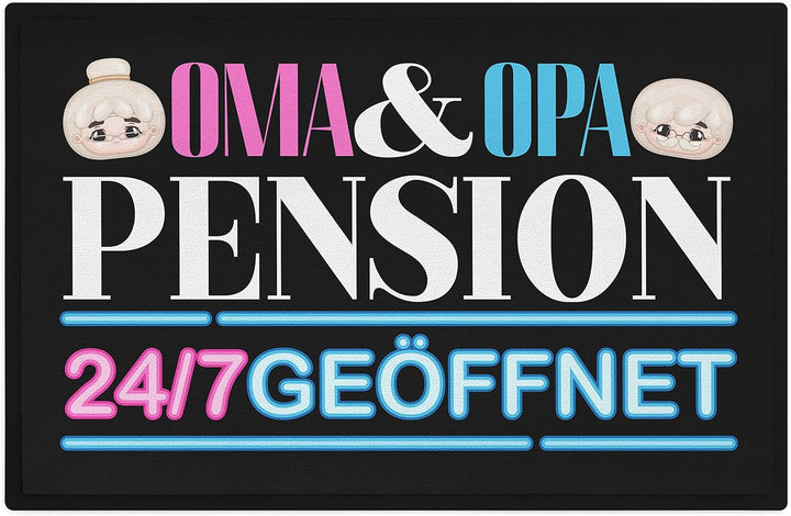 Trendation - Oma und Opa Pension Fussmatte Geschenk Fussabtreter Lustiger Spruch Geschenkidee Grosse