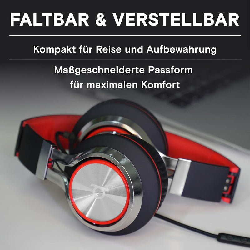 ARTIX CL750 On Ear Kopfhörer mit Kabel, Mikrofon & Lautstärkeregler – Bügelkopfhörer für PC, Handy u