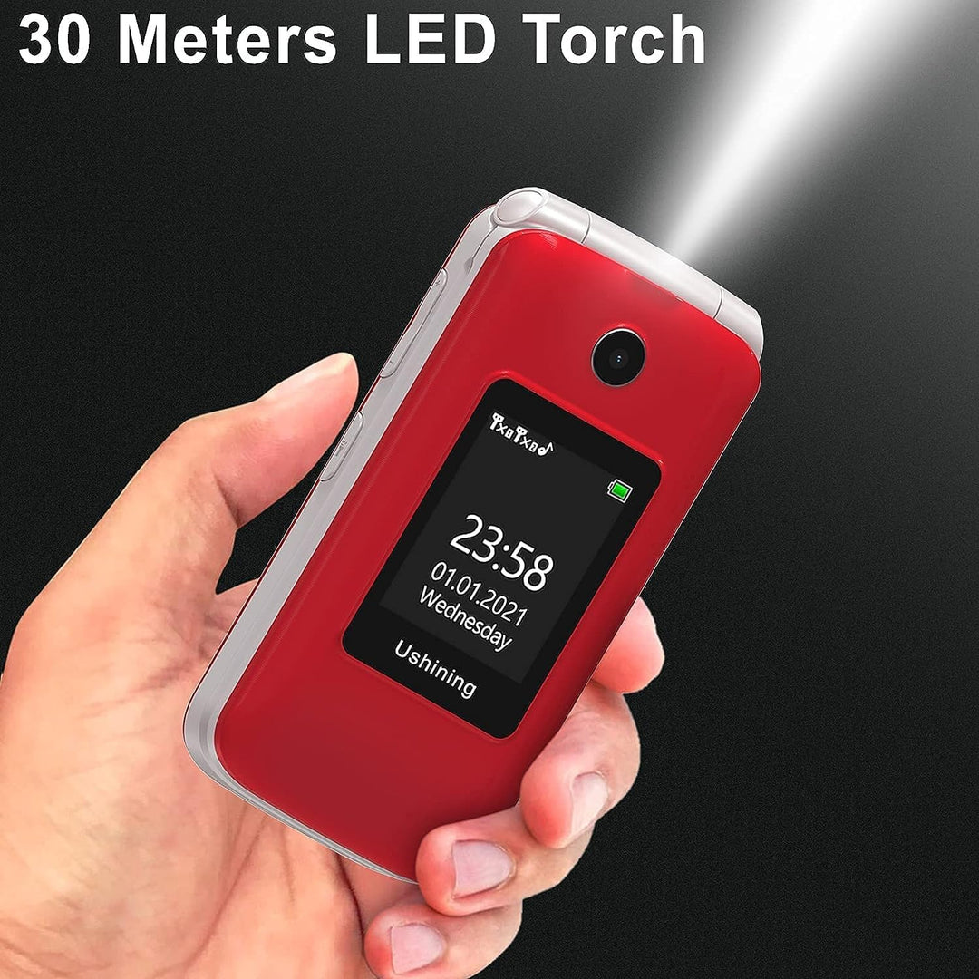 4G Senioren Handy ohne Vertrag faltbar 1200mAh Einfacher Akku Grosse Taste Handy für Senioren mit La