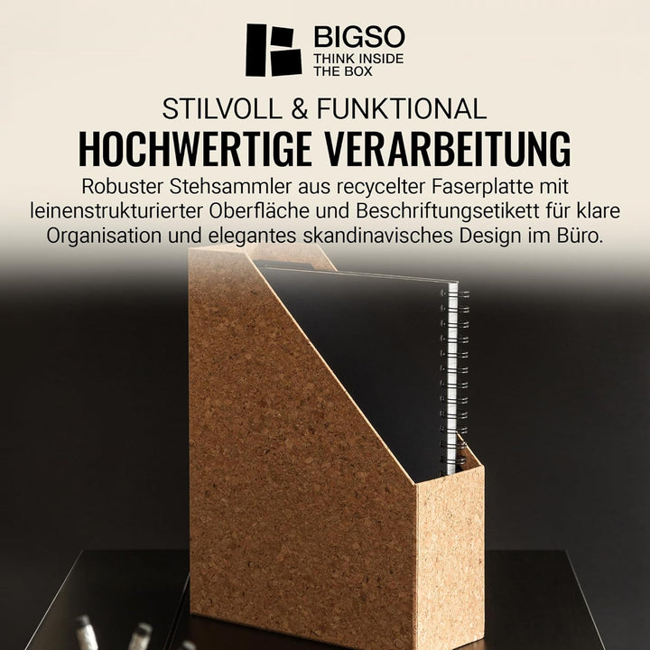 BIGSO VIKTORIA Stehsammler – Aufbewahrungsbox mit Beschriftungsetikett – Schreibtischablage für Akte