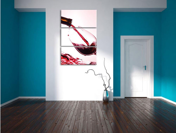 Wein 3-Teiler Leinwandbild 120x80 Bild auf Leinwand, XXL riesige Bilder fertig gerahmt mit Keilrahme