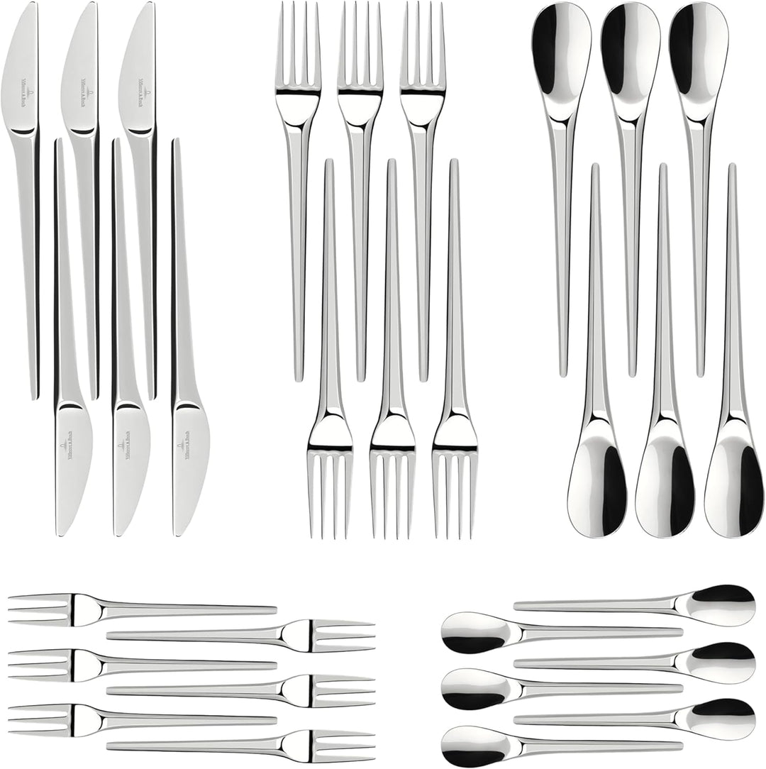 Villeroy &amp; Boch – NewMoon Besteck Set 30 teilig für 6 Personen, spülmaschinenfest, Besteckset, Tafel