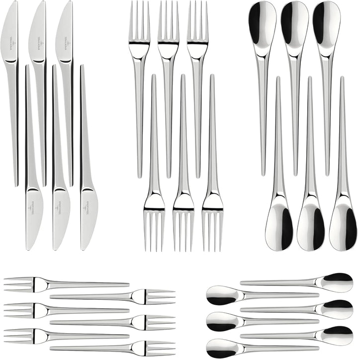 Villeroy &amp; Boch – NewMoon Besteck Set 30 teilig für 6 Personen, spülmaschinenfest, Besteckset, Tafel