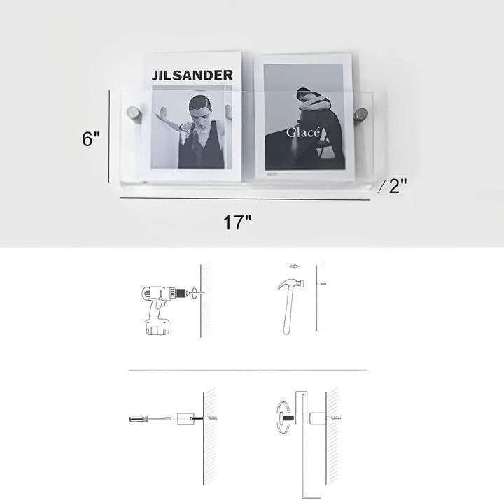 ROYALITA 2er-Pack 43,2 cm Acryl-Zeitschriftenhalter, Vinyl-Schallplattenhalter, Wand-Display, schweb