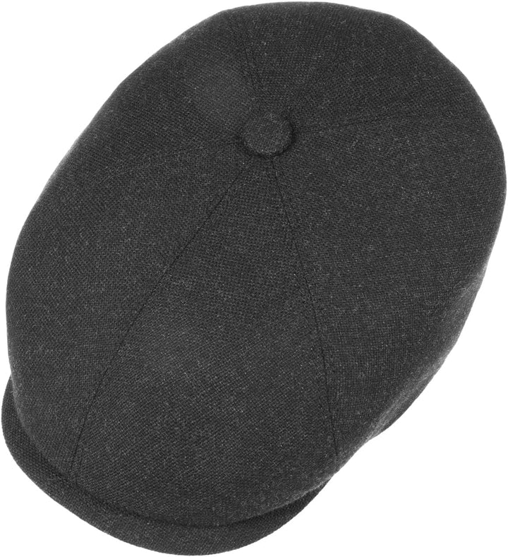 Stetson Brooklin Schirmmütze Flatcap Uni einfarbig Made in EU Herren Herbst Winter 55 anthrazit, 55