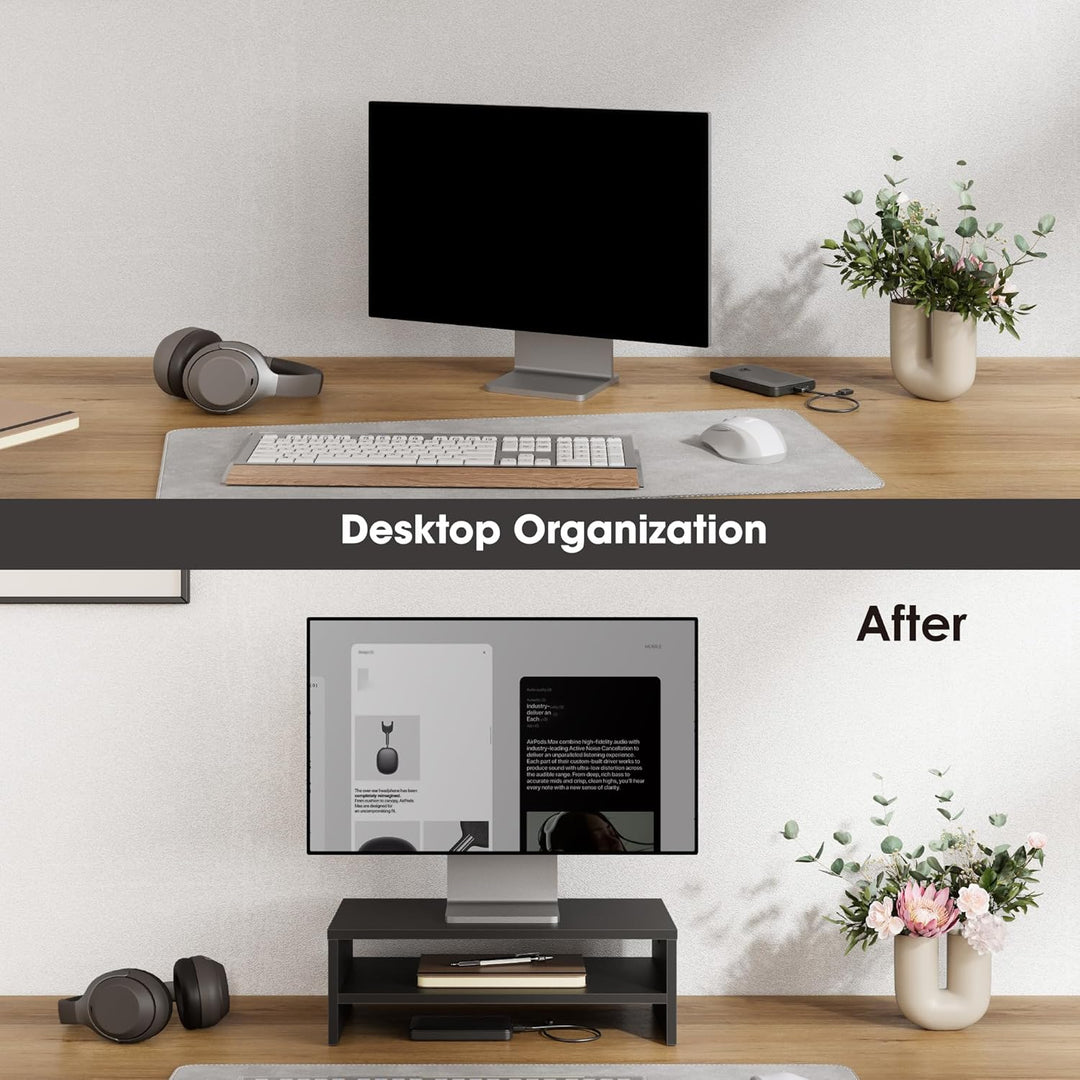 FITUEYES Monitorständer Bildschirmständer aus Holz Ergonomischem Laptop-Druckerständer für Monitor L