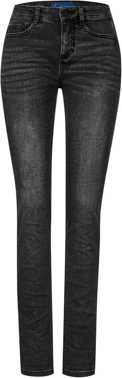STREET ONE Damen Jeanshose High Waist 27W / 30L Soft Black Wash, 27W / 30L Soft Black Wash