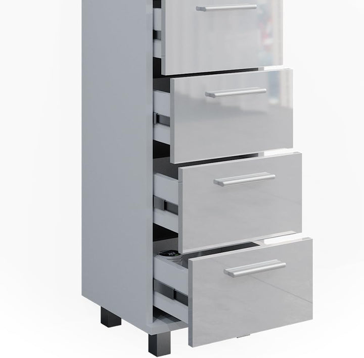 Vicco Badschrank Ilias, Weiss Hochglanz, 30 x 95 cm, Weiss Hochglanz