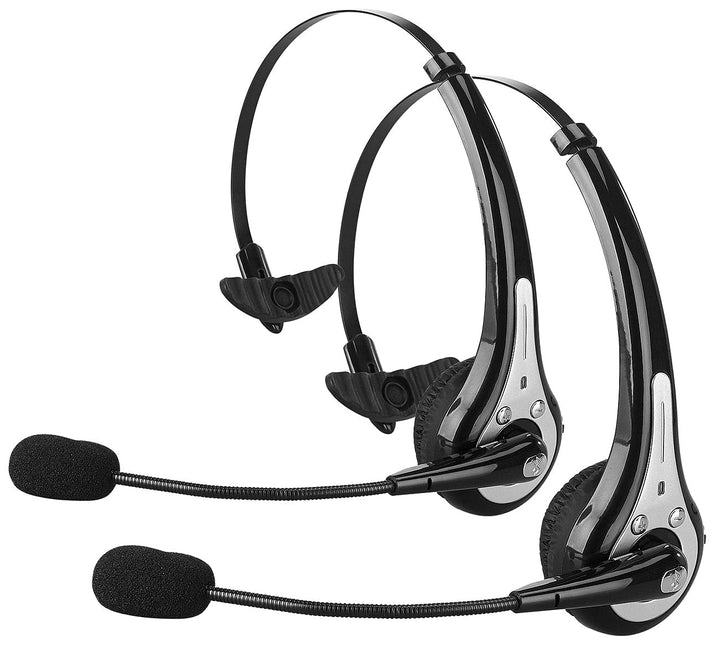 Callstel Headset mit Schwanenhals: 2er Pack Profi-Mono-Headset mit Bluetooth, Geräuschunterdrückung