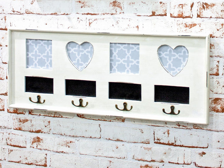 HAKU Möbel Wandgarderobe, Massivholz, antikweiss, B 63 x T 3 x H 26 cm 3 x 63 x 26 cm, 3 x 63 x 26 c