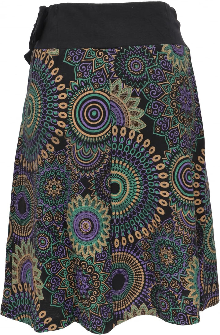 GURU SHOP Bestickter Knielanger Rock, Chic, Retro Mandala, Damen, Baumwolle 38 Violett/Bunt, 38 Viol