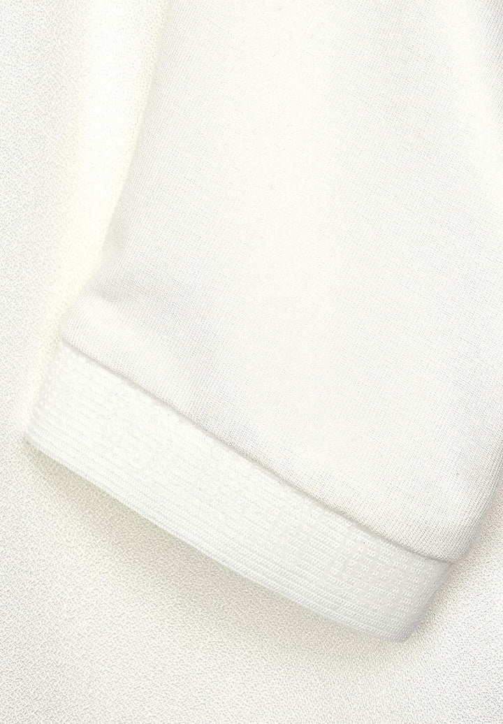 Street One Damen Shirt mit Materialmix Off White 36 Runder Ausschnitt, Gummibund, Pailletten, T-Shir